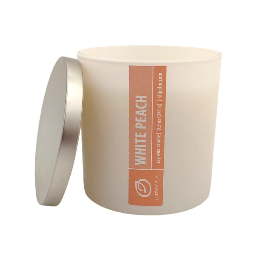 White Peach 8.5oz Matte White Candle