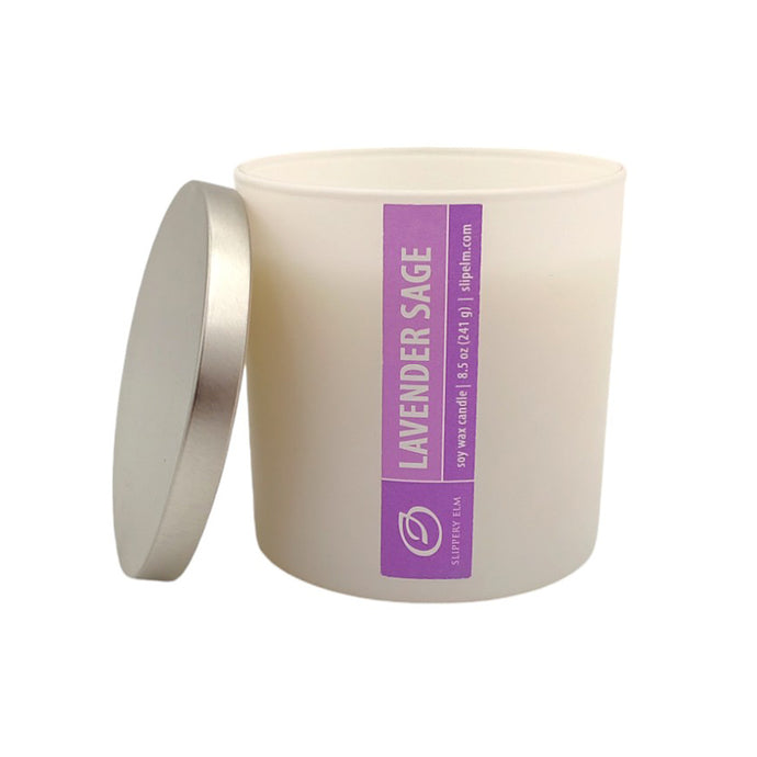 Lavender Sage 8.5oz Matte White Candle