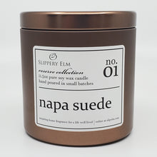 Load image into Gallery viewer, f.01/ Napa Suede Reserve Collection 11.5oz Candle Tin