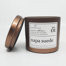 Load image into Gallery viewer, f.01/ Napa Suede Reserve Collection 11.5oz Candle Tin