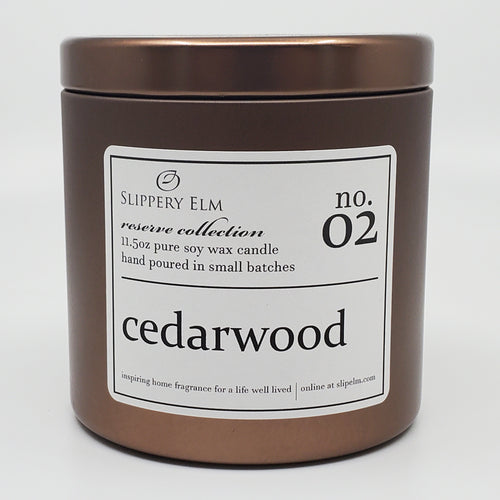 f.02/ Cedarwood Reserve Collection 11.5oz Candle Tin