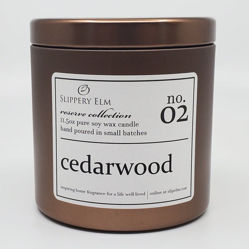 f.02/ Cedarwood Reserve Collection 11.5oz Candle Tin