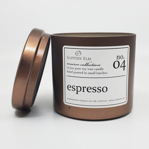 f.04/ Espresso Reserve Collection 11.5oz Candle Tin